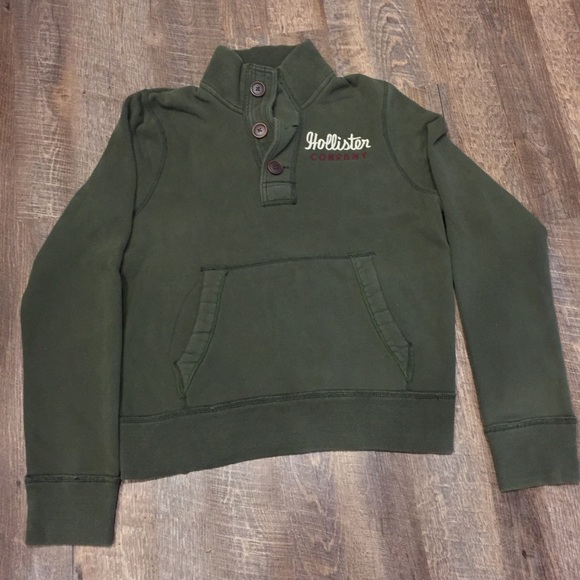 Hollister Other - VINTAGE Hollister Sweater Adult Large Green Henley Sweatshirt Mens